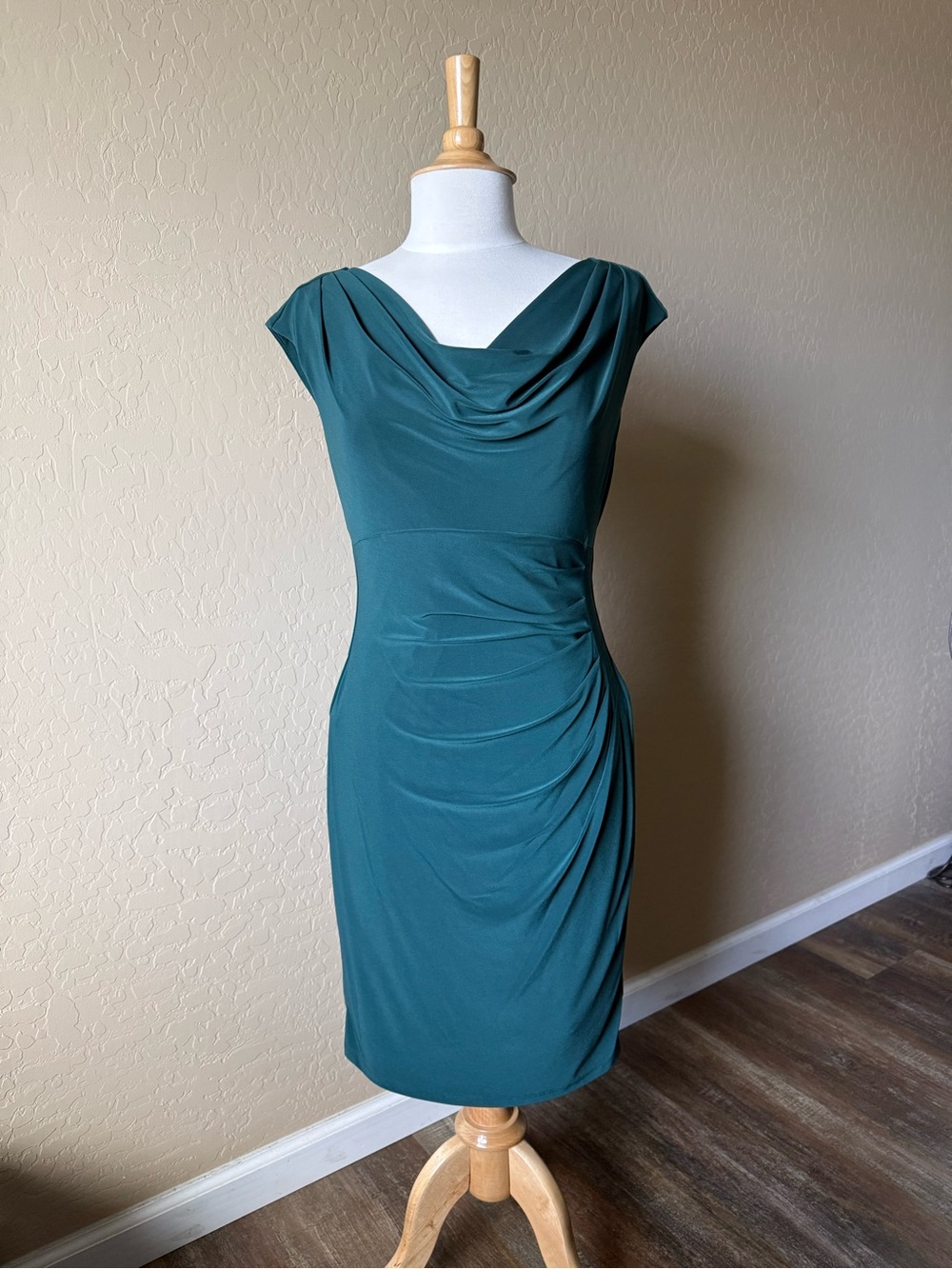 Ralph Lauren Teal Cowl Neck Midi Dress